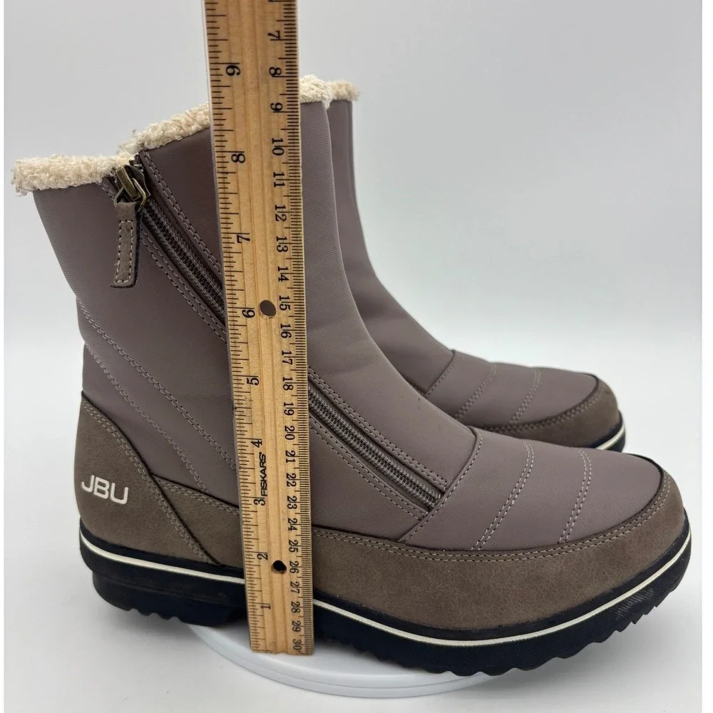 JBU BY JAMBU Winter Snow Boot Shoe Womens Water Resistant Faux Fur Gray Taupe 10